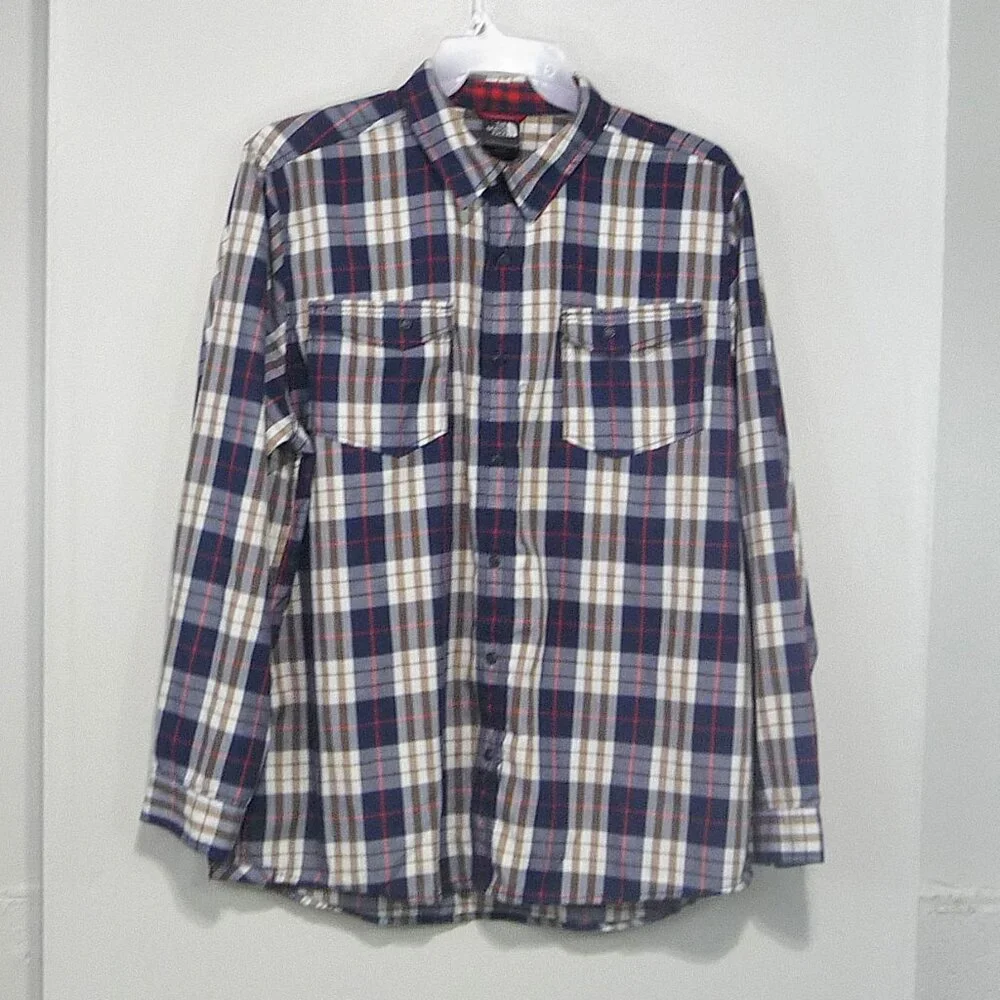 THE NORTH FACE SIZE XL SNAP FRONT SHIRT PLAID
